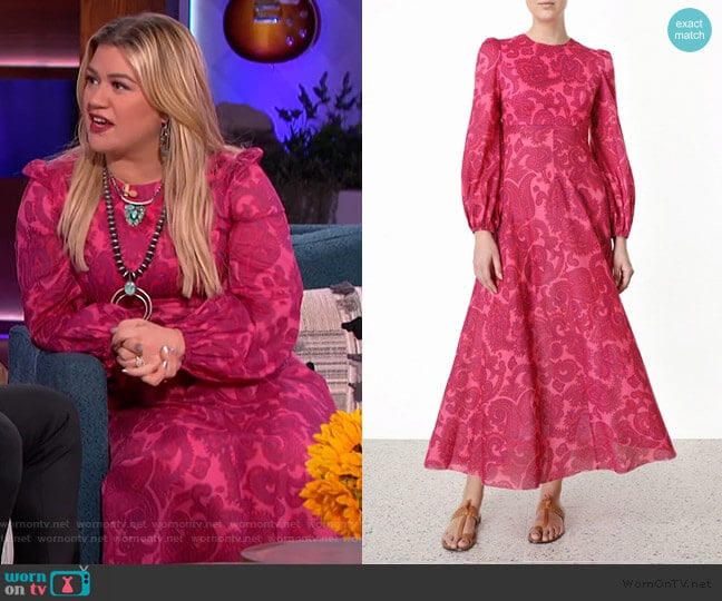 Zimmermann Edie High Neck Dress worn by Kelly Clarkson on The Kelly Clarkson Show