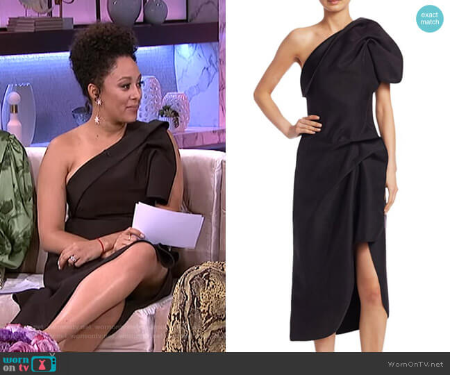 Acler Crawford One-Shoulder Dress worn by Tamera Mowry on The Real