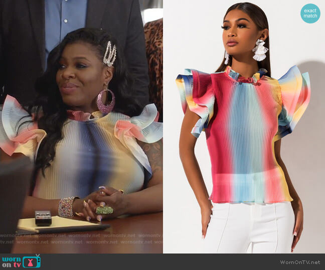 Akira Label All Talk Exaggerated Sleeve Slouse worn by Porsha Taylor (Ta'Rhonda Jones) on Empire