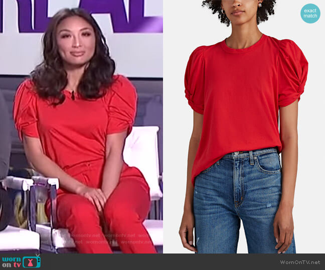 A.L.C. Kati Puff-Sleeve Tee worn by Jeannie Mai on The Real