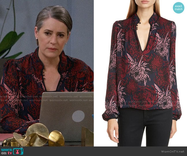A.L.C. Beatrix Top in Midnight / Pink / Red