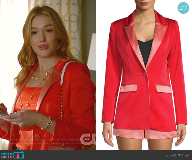 Alexis Nevra Satin-Trim Blazer worn by Kirby Anders (Maddison Brown) on Dynasty