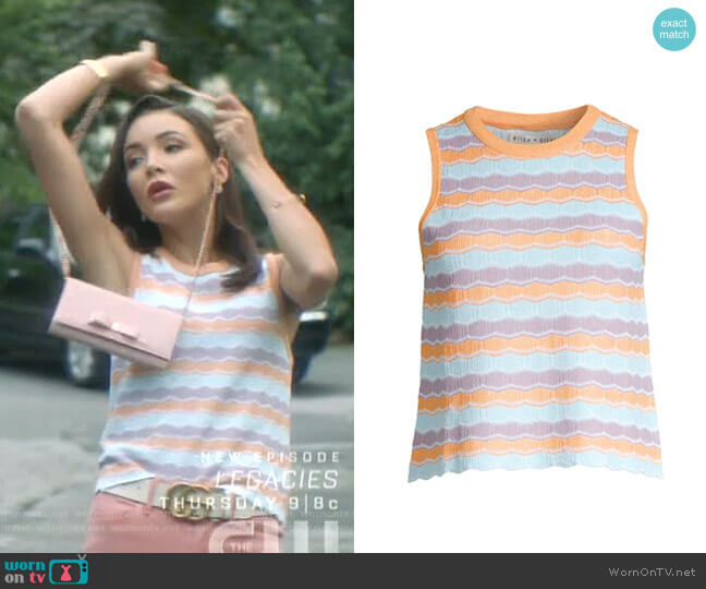 Alice + Olivia Antonella Stripe Knit Tank worn by Bess (Maddison Jaizani) on Nancy Drew