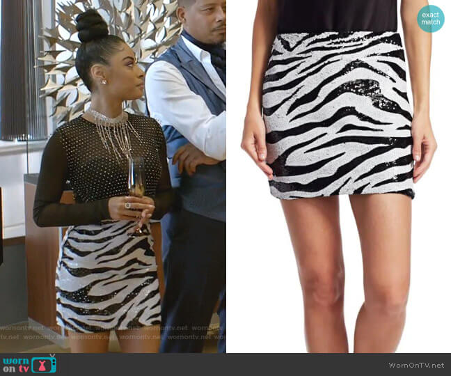 Alice + Olivia Ramos Sequin Zebra Mini Skirt worn by Treasure (Katlynn Simone) on Empire