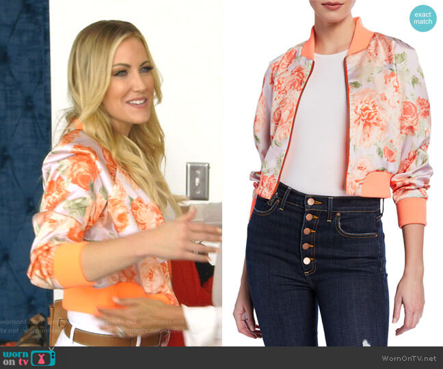 Alice + Olivia Duke Cropped Reversible Bomber Jacket worn by Stephanie Hollman on The Real Housewives of Dallas