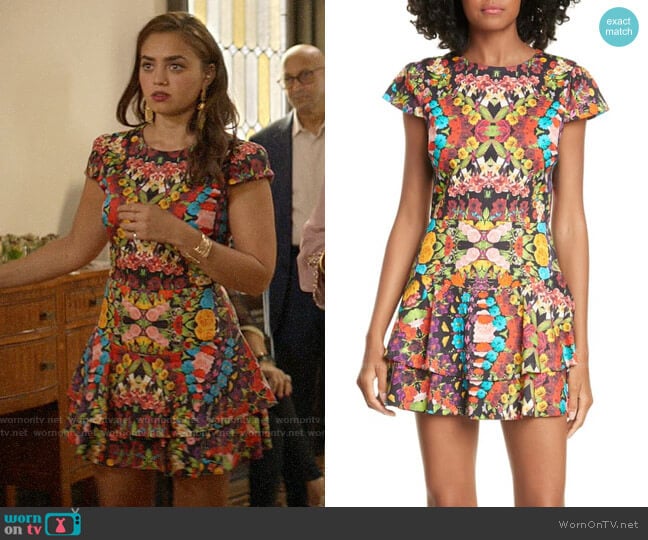 Alice + Olivia Ainsley Dress in Kaleidoscope Floral worn by Jaya (Shazi Raja) on God Friended Me