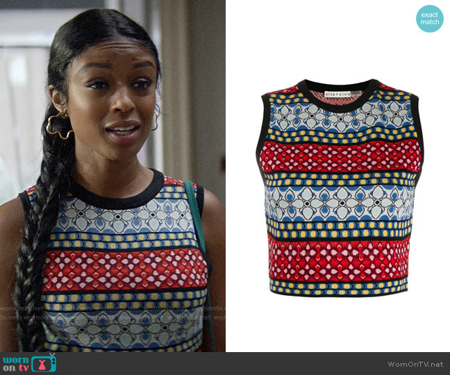 Alice + Olivia Cropped Knitted Top worn by Ali Finer (Javicia Leslie) on God Friended Me