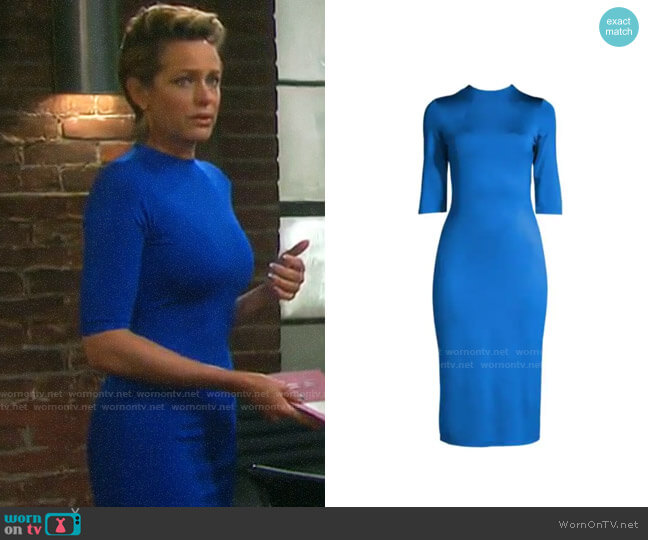 Alice + Olivia Delora Dress in Cobalt worn by Nicole Walker (Arianne Zucker) on Days of our Lives