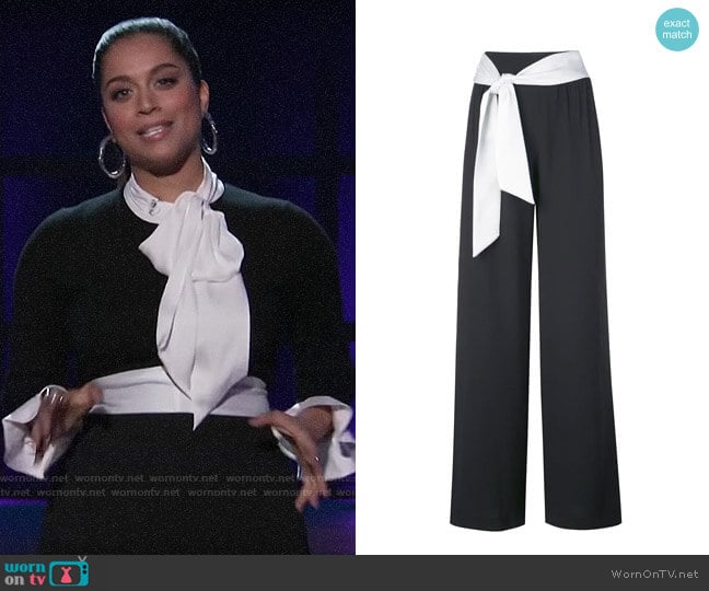 Alice + Olivia Merena Tie Trousers worn by Lilly Singh on A Little Late with Lilly Singh