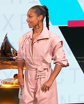Alicia Key’s pink belted jumpsuit on CBS This Morning