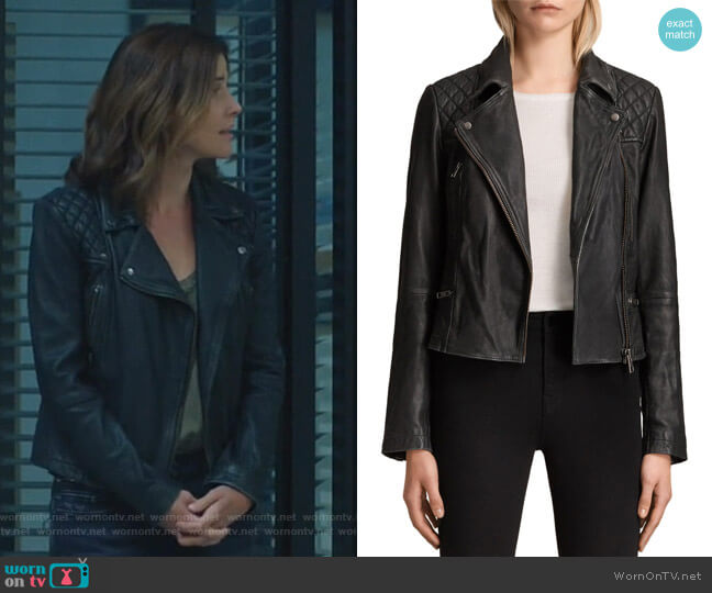All Saints Cargo Leather Biker Jacket worn by Dex Parios (Cobie Smulders) on Stumptown