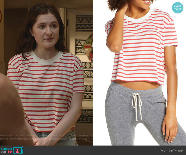 Alternative Headliner Stripe Crop Eco Jersey Tee worn by Debbie Gallagher (Emma Kenney) on Shameless