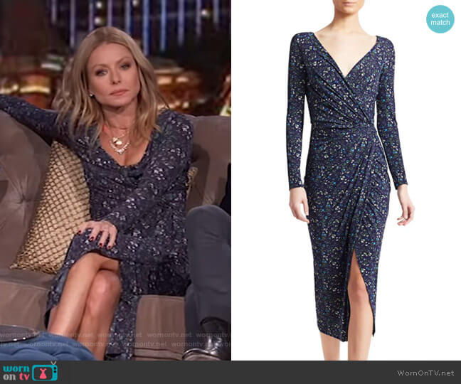 Altuzarra Marilyn Floral Wrapped Midi Dress worn by Kelly Ripa on Live with Kelly and Mark