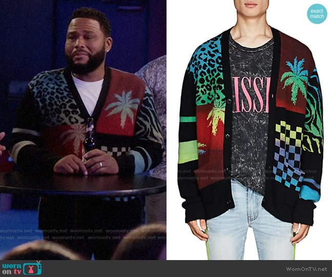 Amiri Gradient Oversized Cardigan worn by Andre Johnson (Anthony Anderson) on Black-ish