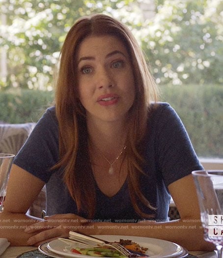 Andrea’s blue v-neck tee on Supergirl