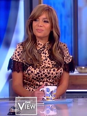 Sunny’s leopard print dress with lace trim on The View