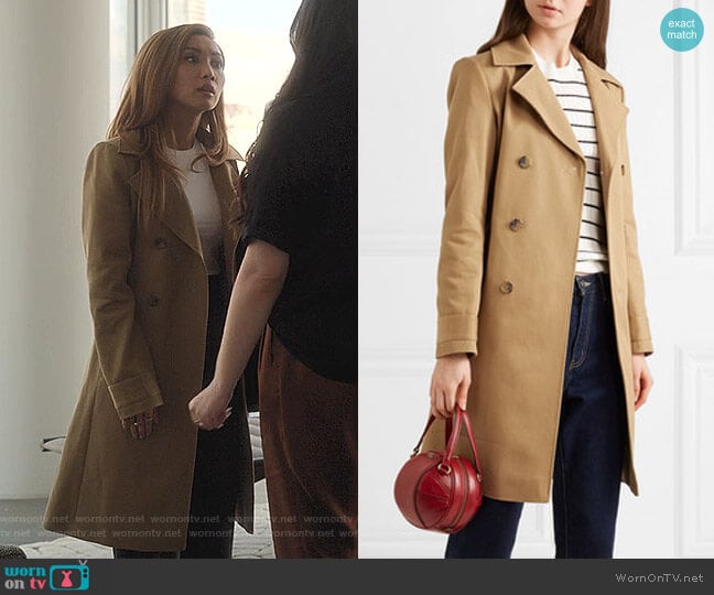 A.P.C. Alexis Cotton-Drill Trench Coat worn by Madison Maxwell (Brenda Song) on Dollface