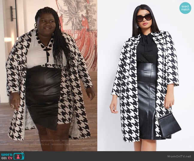 Ashley Stewart Houndstooth Longline Jacket worn by Becky (Gabourey Sidibe) on Empire