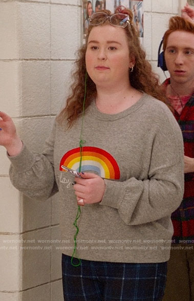 Ashlyn’s rainbow sweatshirt on High School Musical The Musical The Series