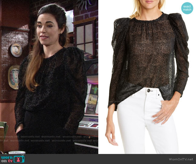 ba&sh Cadia Top worn by Victoria Newman (Amelia Heinle) on The Young and the Restless