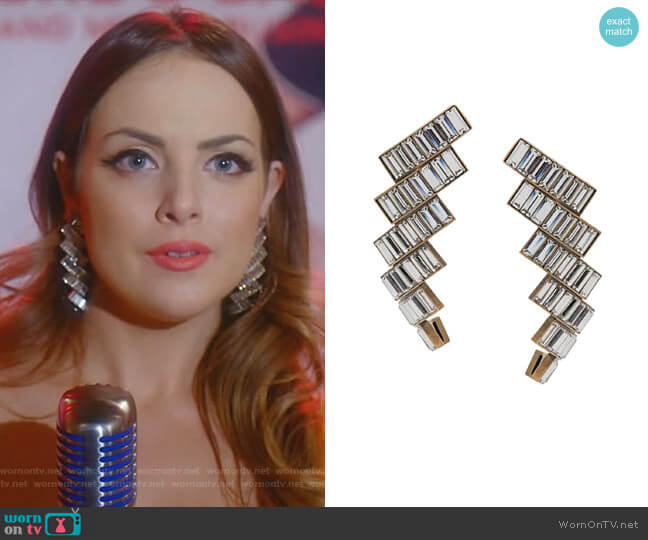 Balenciaga Evening Earrings worn by Fallon Carrington (Elizabeth Gillies) on Dynasty