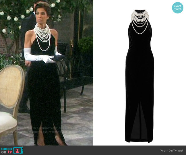 Balmain Embellished velvet halterneck gown worn by Hope Williams (Kristian Alfonso) on Days of our Lives
