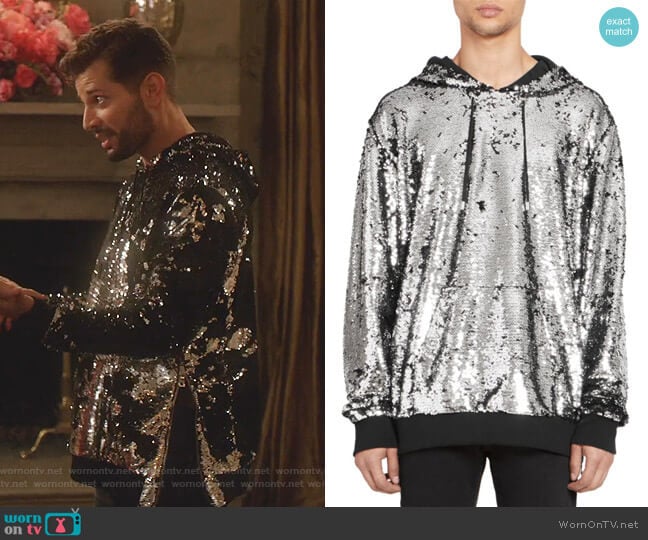 Balmain Sequin Hoodie worn by Sam Flores (Rafael de la Fuente) on Dynasty