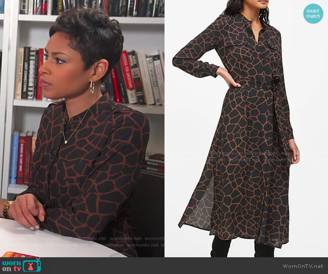 Banana Republic Print Midi Shirt Dress worn by Jericka Duncan on CBS Mornings