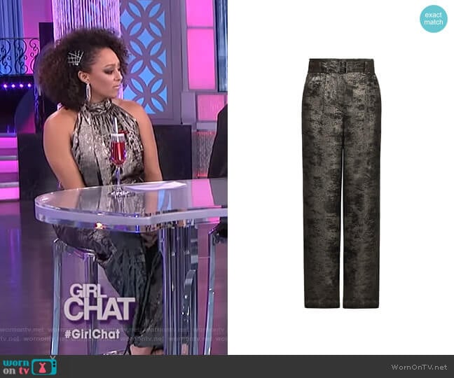 Bcbgmaxazria Metallic High Waist Pant worn by Tamera Mowry on The Real