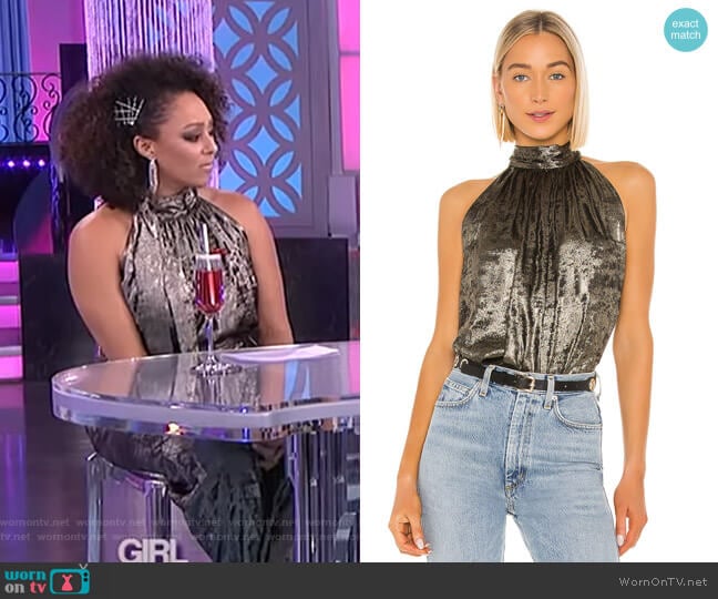 Bcbgmaxazria Halter Sleeveless Woven Top worn by Tamera Mowry on The Real