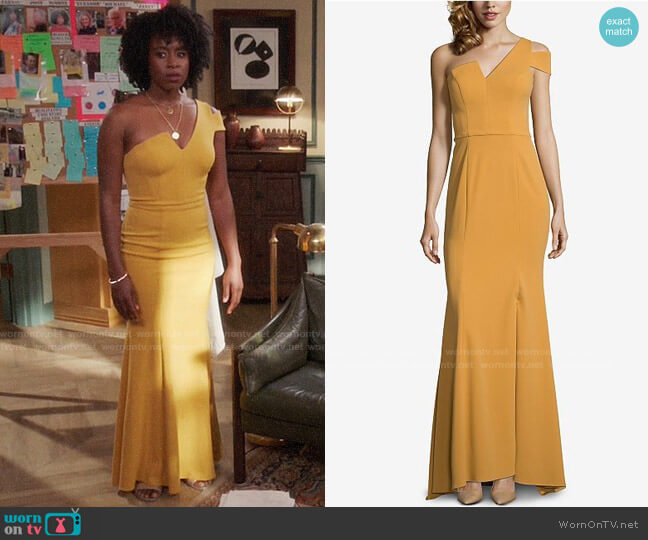 Betsy & Adam One-Shoulder A-Line Gown worn by Simone Garnett (Kirby Howell-Baptiste) on The Good Place