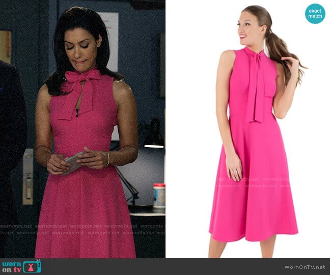 Black Halo Carolina Dress worn by Alison Namazi (Janina Gavankar) on The Morning Show