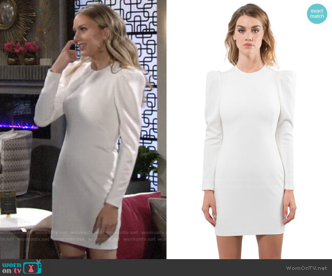 Black Halo Hadley Mini Dress in Porcelain worn by Abby Newman (Melissa Ordway) on The Young and the Restless