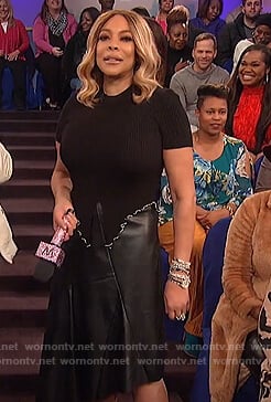 Wendy’s black asymmetric skirt on The Wendy Williams Show