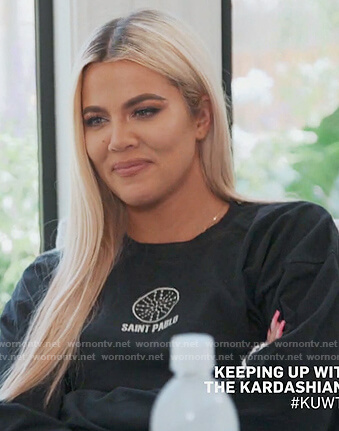 Khloe’s black Saint Pablo tee on Keeping Up with the Kardashians