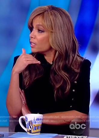 Sunny’s black velvet midi dress on The View