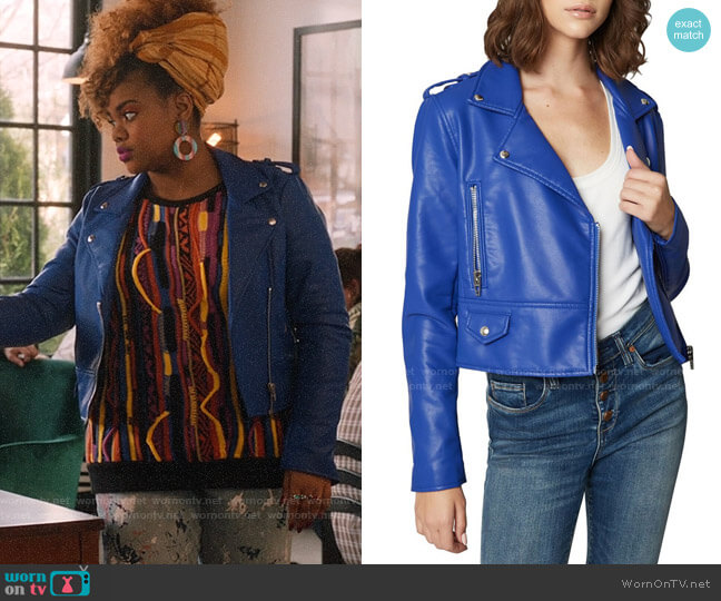 Blank NYC Faux Leather Moto Jacket worn by Kourtney (Dara Renee) on High School Musical The Musical The Series