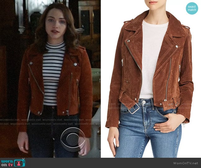 Blank NYC Suede Moto Jacket  in Chocolate worn by Cara Bloom (Violett Beane) on God Friended Me