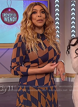 Wendy’s brown print sweater and skirt on The Wendy Williams Show