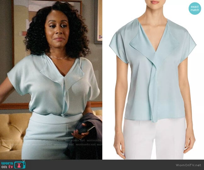 BOSS Intessa Stretch Silk Top worn by Lola Carmichael (Simone Missick) on All Rise