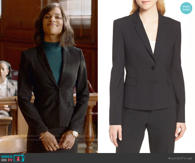 BOSS Jaru Jacket worn by Edie Palmer (Megalyn Echikunwoke) on Almost Family