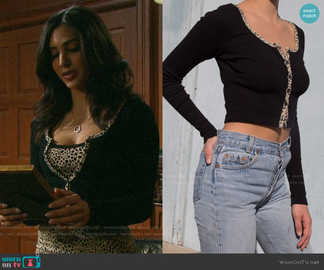 Brandy Melville Zelly Leopard Top worn by Gabi Hernandez (Camila Banus) on Days of our Lives