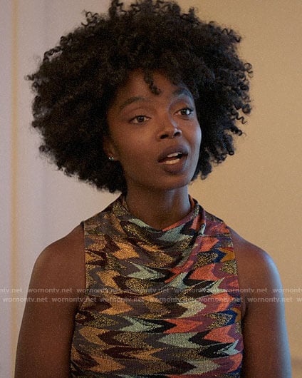 Briana’s metallic arrow print top on Bluff City Law