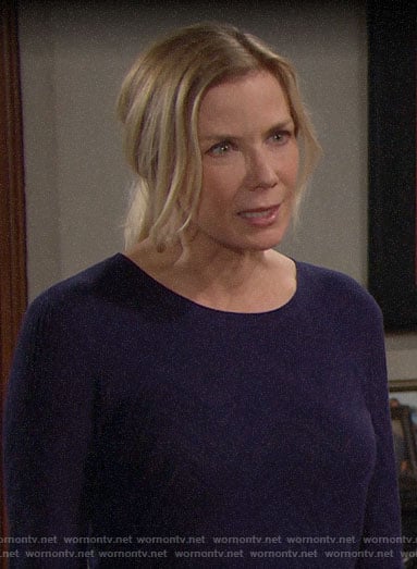Brooke’s blue chevron texture sweater on The Bold and the Beautiful