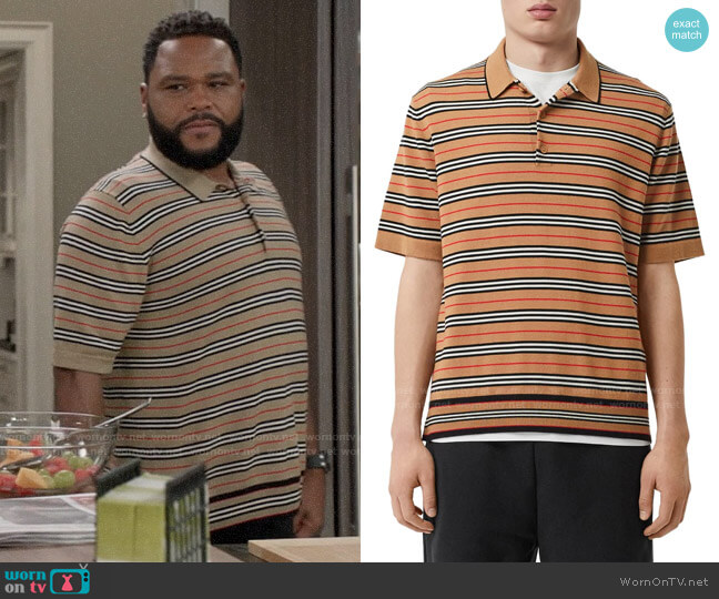 Burberry Beaford Merino Stripe Polo worn by Andre Johnson (Anthony Anderson) on Black-ish