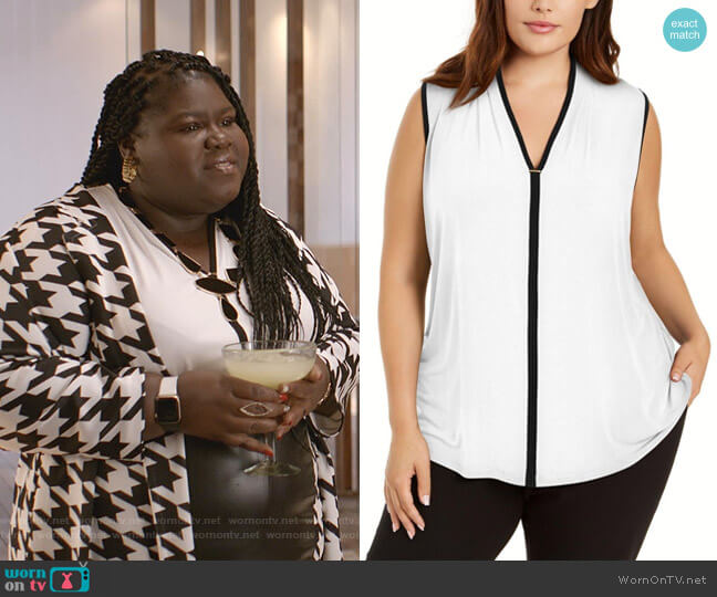 Calvin Klein Plus Size Sleeveless Contrast-Trim Top worn by Becky (Gabourey Sidibe) on Empire