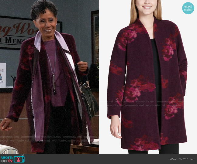 Calvin Klein Floral Print Cardigan worn by Stella Henry (Vernee Watson) on General Hospital
