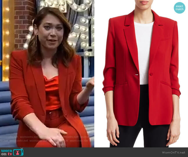Cinq a Sept Khloe Crepe Ruched Blazer worn by Ginger Zee on Good Morning America