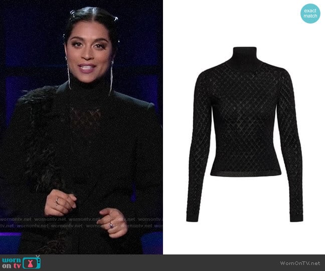 Cinq a Sept Lilette Turtleneck worn by Lilly Singh on A Little Late with Lilly Singh
