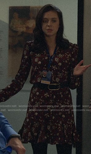 Claire’s red floral dress on The Morning Show